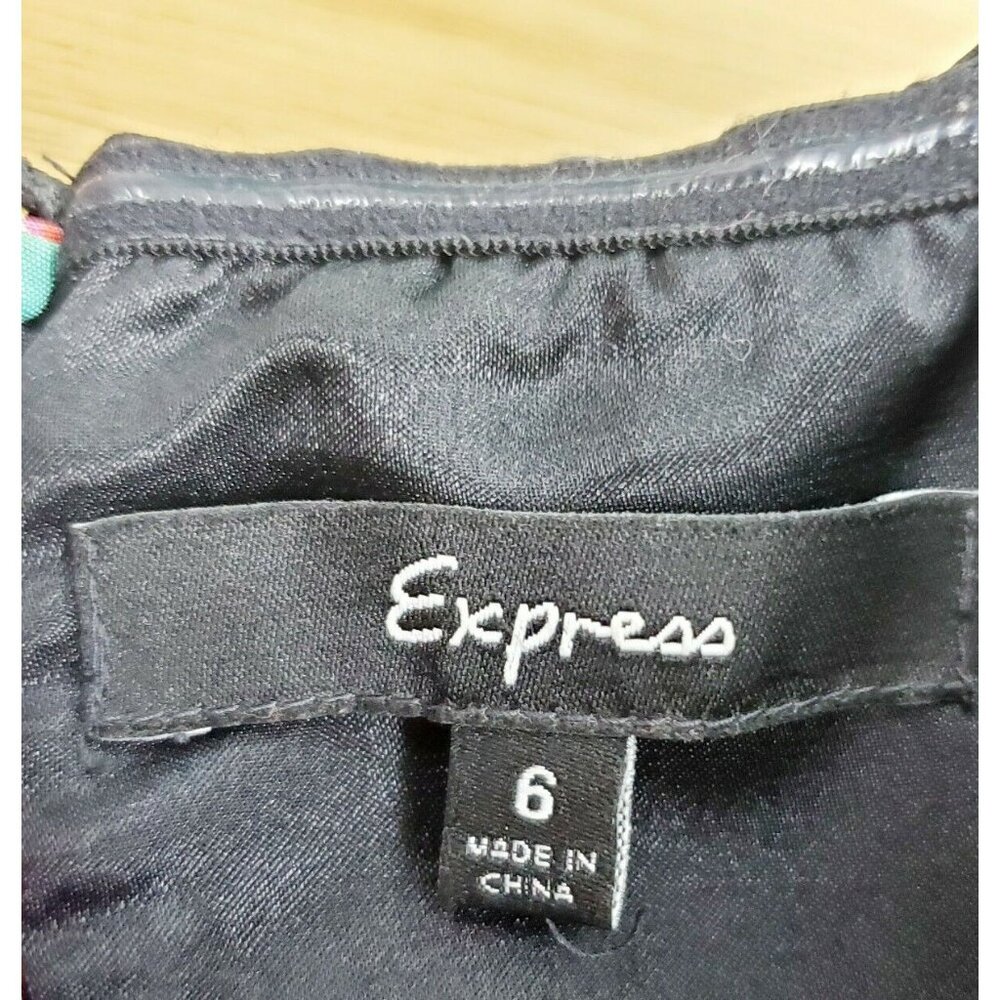 Express Women's Silk Dress Black Strapless Floral Belted Fit Flare Sz 6 NWOT - Picture 8 of 8